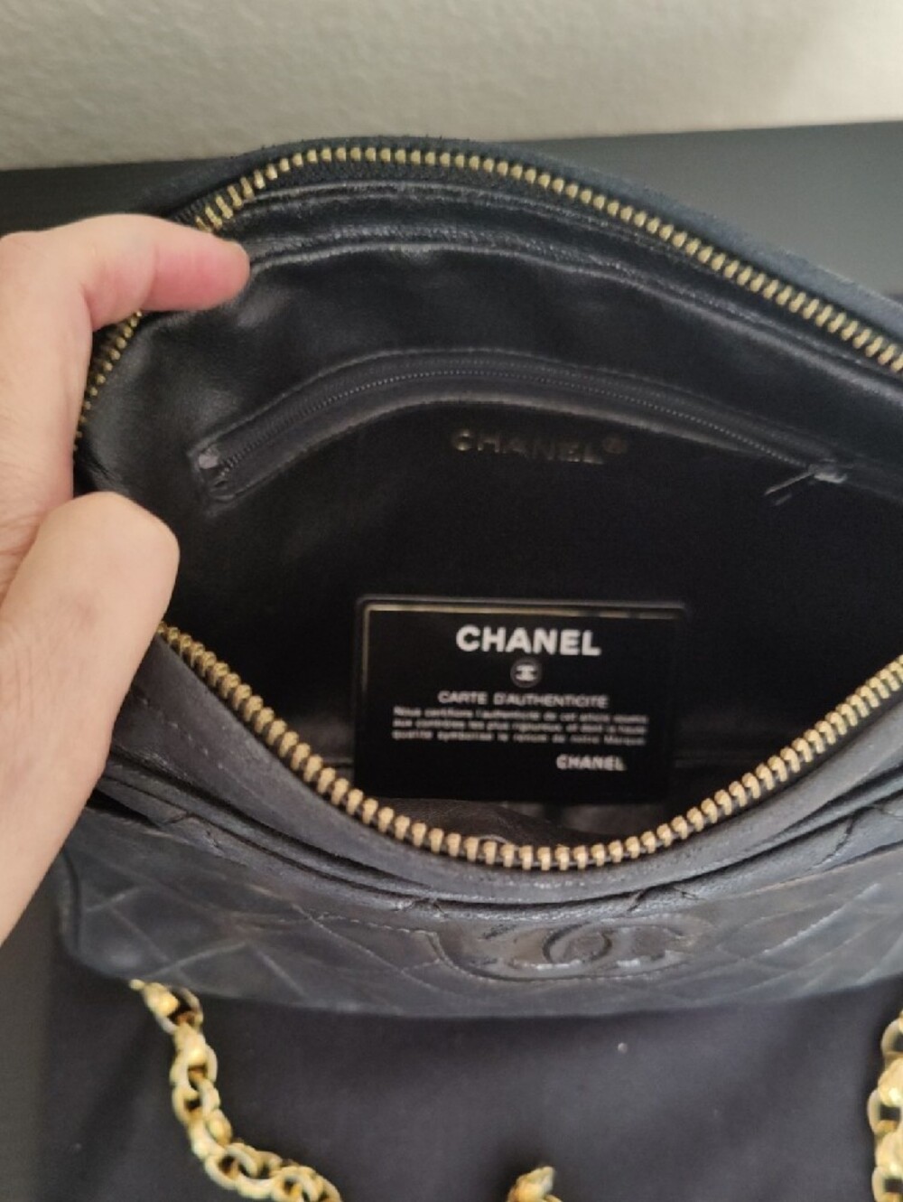 Authentic CHANEL Black Quilted Leather Shoulder Bag with Gold Chain and Tassel - Picture 10 of 12